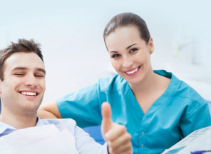 happy patient with dentist
