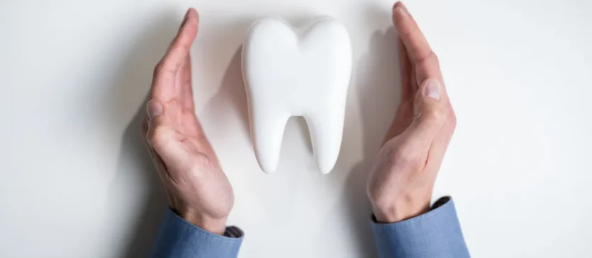 Hands Cradling Fake Tooth